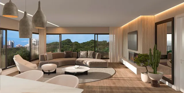 Living do apartamento de 3 suítes